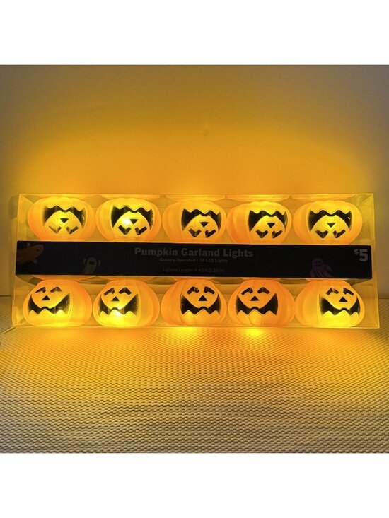 Old East Main Co Other - Halloween Pumpkin Garland Light String 10 LED Battery Operated Indoor 6 ft NEW